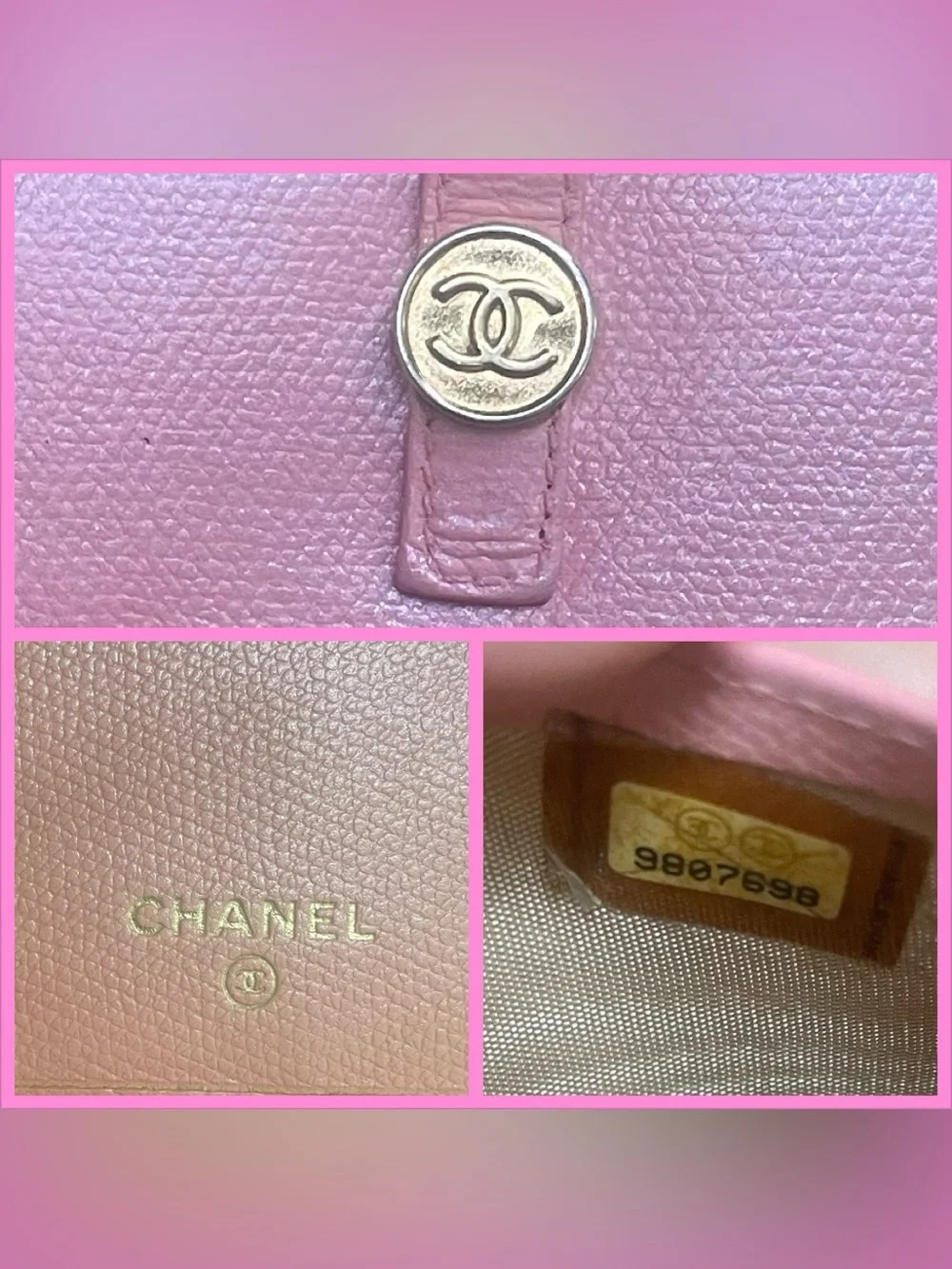 Chanel continental iridescent pink gold long wallet.